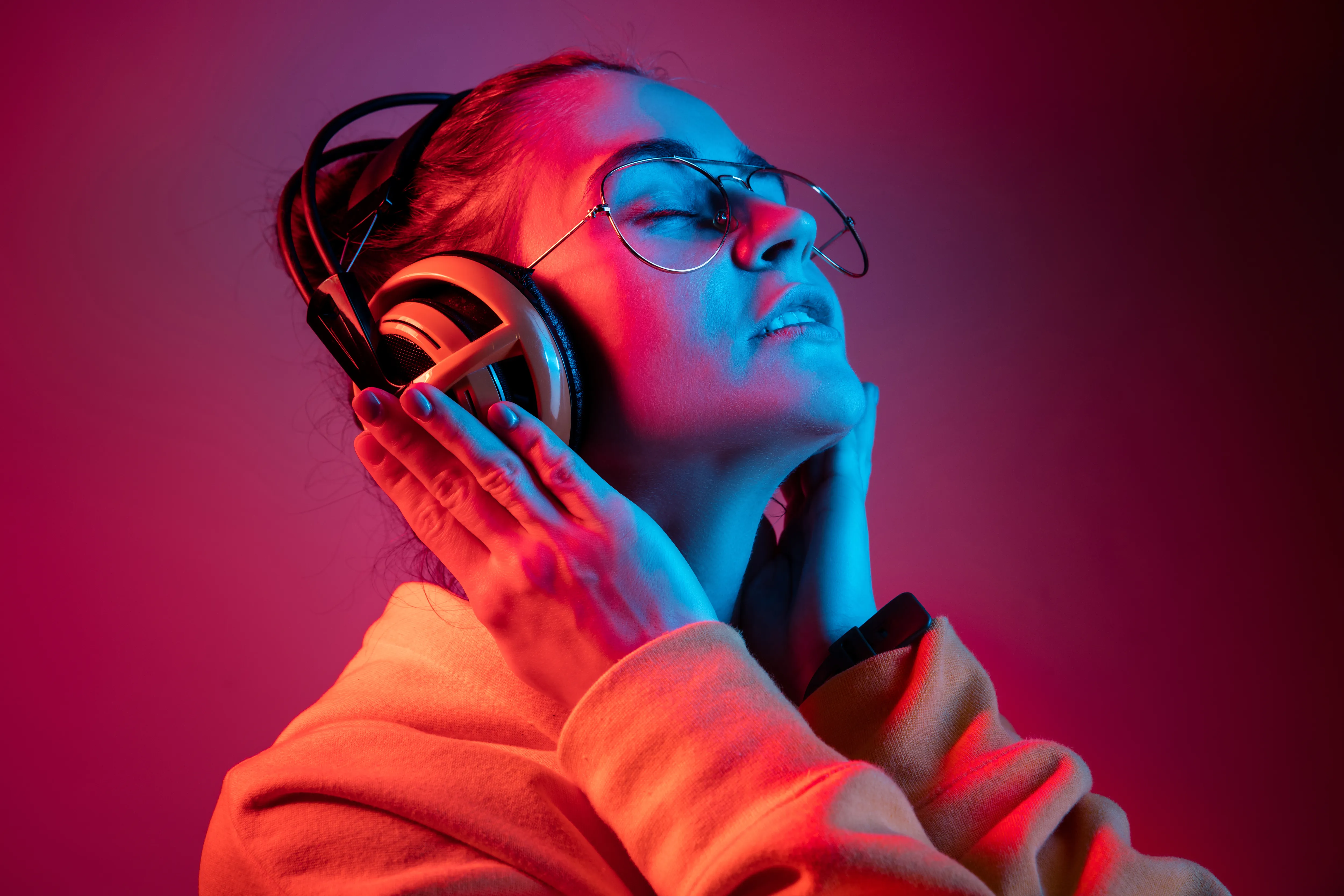 Girl listening to rap song